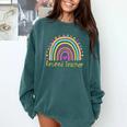 Retired Teacher Rainbow Comfort Colors Sweatshirt Blue Spruce Retired Teacher Rainbow Comfort Colors Sweatshirt Blue Spruce