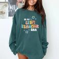 Retro Boho Math Science Professor In My STEM Teacher Era Comfort Colors Sweatshirt Blue Spruce