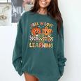 Retro Fall In Love With Learning Autumn Pumpkin Teacher Kids Comfort Colors Sweatshirt Blue Spruce