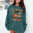Retro Fall In Love With Learning Autumn Pumpkin Teacher Kids Comfort Colors Sweatshirt Blue Spruce