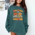 Retro Fall In Love With Learning Autumn Pumpkin Teachers Comfort Colors Sweatshirt Blue Spruce