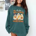 Retro Are You Fall O Ween Directions Ghost Teacher Spooky Comfort Colors Sweatshirt Blue Spruce