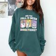 Retro Are You Fall O Ween Directions Teacher Halloween Ghost Comfort Colors Sweatshirt Blue Spruce