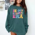 Retro Groovy Retirement Era Retired Teacher Comfort Colors Sweatshirt Blue Spruce
