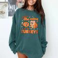 Retro I Teach The Cutest Turkey Thanksgiving Pumpkin Teacher Comfort Colors Sweatshirt Blue Spruce Retro I Teach The Cutest Turkey Thanksgiving Pumpkin Teacher Comfort Colors Sweatshirt Blue Spruce