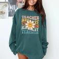 Retro Teacher Daisy Colorful Elementary School Teacher Comfort Colors Sweatshirt Blue Spruce