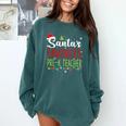 Santa's Favorite Pre-K Teacher Christmas Santa Hat Lights For Men Women Kids Comfort Colors Sweatshirt Blue Spruce