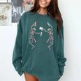 Science Teacher Dancing Skeleton Halloween Chemist Scientist Comfort Colors Sweatshirt Blue Spruce