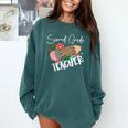 Second Grade Teacher Leopard Pencil 2nd Grade Women Teacher Comfort Colors Sweatshirt Blue Spruce