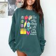 She Works Willingly With Her Hands Proverbs Daycare Teacher Men Women Comfort Colors Sweatshirt Blue Spruce