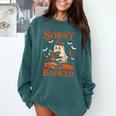 Sorry I'm Booked Ghost Reading Book Lover Teacher Halloween Comfort Colors Sweatshirt Blue Spruce