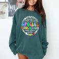 Special Education Teacher SPED Squad Team Kids Men Groovy Comfort Colors Sweatshirt Blue Spruce