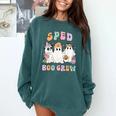 SPED Boo Crew Halloween Floral Ghost Special Ed SPED Teacher For Men Women Kids Comfort Colors Sweatshirt Blue Spruce