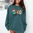 SPED Squad Special Education Teacher Autism Christmas Women Comfort Colors Sweatshirt Blue Spruce