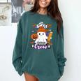 Spooky Para Crew Ghost Halloween Paraprofessional Teacher Comfort Colors Sweatshirt Blue Spruce