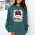 Spooky Paraprofessional Life Halloween Messy Bun Teacher For Men Women Comfort Colors Sweatshirt Blue Spruce Spooky Paraprofessional Life Halloween Messy Bun Teacher For Men Women Comfort Colors Sweatshirt Blue Spruce