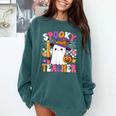 Spooky Teacher Ghost Pencil Teach Halloween Teacher Comfort Colors Sweatshirt Blue Spruce Spooky Teacher Ghost Pencil Teach Halloween Teacher Comfort Colors Sweatshirt Blue Spruce