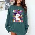 Spooky Teacher Halloween Cute Halloween Teacher Ghost Comfort Colors Sweatshirt Blue Spruce Spooky Teacher Halloween Cute Halloween Teacher Ghost Comfort Colors Sweatshirt Blue Spruce