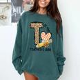 T Is For Teacher’s Aide Back To First Day Of School Leopard Men Women Girls Kids Comfort Colors Sweatshirt Blue Spruce T Is For Teacher’s Aide Back To First Day Of School Leopard Men Women Girls Kids Comfort Colors Sweatshirt Blue Spruce