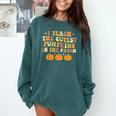 I Teach The Cutest Pumpkins In The Patch Fall Season Teacher Comfort Colors Sweatshirt Blue Spruce
