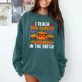 I Teach The Cutest Pumpkins In The Patch Halloween Teacher Comfort Colors Sweatshirt Blue Spruce