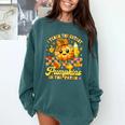 I Teach The Cutest Pumpkins In The Patch Teacher Halloween Comfort Colors Sweatshirt Blue Spruce