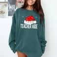 Teacher Aide Christmas Women Family Matching Group Xmas Comfort Colors Sweatshirt Blue Spruce