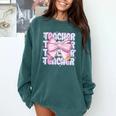 Teacher Bow Pencil Flowers Teacher Back To School Comfort Colors Sweatshirt Blue Spruce Teacher Bow Pencil Flowers Teacher Back To School Comfort Colors Sweatshirt Blue Spruce