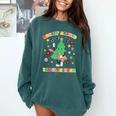 Teacher Christmas Shirts Pajama Matching Rockin' Around The Classroom -Adult Short Sleeve Small Modern Festive Christmas Teacher Xmas Vibes T-Shirt Comfort Colors Sweatshirt Blue Spruce