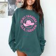 In My Teacher Era Yeehaw Pink Teacher Western Cowgirl Comfort Colors Sweatshirt Blue Spruce