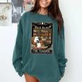 The Teacher Ghost Book Reading Books Lover Halloween Comfort Colors Sweatshirt Blue Spruce
