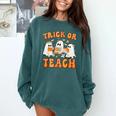 Teacher Halloween Trick Or Teach Retro Groovy Floral Ghost Comfort Colors Sweatshirt Blue Spruce Teacher Halloween Trick Or Teach Retro Groovy Floral Ghost Comfort Colors Sweatshirt Blue Spruce