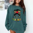 Teacher Life Messy Bun Glasses Leopard Sunflower Comfort Colors Sweatshirt Blue Spruce Teacher Life Messy Bun Glasses Leopard Sunflower Comfort Colors Sweatshirt Blue Spruce