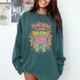 Teacher Teachers Love Brains Halloween Men Women Comfort Colors Sweatshirt Blue Spruce
