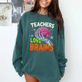Teachers Love Brains Halloween 2025 Skeleton Costume Comfort Colors Sweatshirt Blue Spruce Teachers Love Brains Halloween 2025 Skeleton Costume Comfort Colors Sweatshirt Blue Spruce