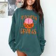 Teachers Love Brains Halloween T-Shirt For Men Women Comfort Colors Sweatshirt Blue Spruce