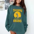 Teachers Love Brains Shirt Men Women Halloween Teacher Comfort Colors Sweatshirt Blue Spruce