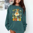 Teaching My Pre-K Boos Crew Teachers Halloween Ghost Comfort Colors Sweatshirt Blue Spruce