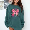Teaching Is A Work Of Heart Pencil Bow Teacher Valentine Comfort Colors Sweatshirt Blue Spruce