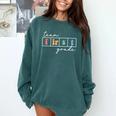 Team First Grade Back To School 1st Grade Teacher Kids Cute Comfort Colors Sweatshirt Blue Spruce
