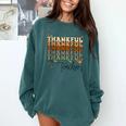 Thankful Teacher Thanksgiving Fall Pumpkin Turkey Comfort Colors Sweatshirt Blue Spruce