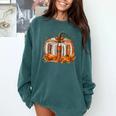 Thanksgiving Book Pumpkin Reading Teachers Fall Lovers Boys Comfort Colors Sweatshirt Blue Spruce