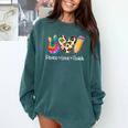 Tie Dye Hippie Peace Love Teach Teacher Appreciation Comfort Colors Sweatshirt Blue Spruce