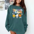 Trick Or Teach Cute Halloween Teacher Comfort Colors Sweatshirt Blue Spruce