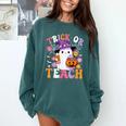 Trick Or Teach Groovy Teacher Ghost Halloween Teacher Comfort Colors Sweatshirt Blue Spruce Trick Or Teach Groovy Teacher Ghost Halloween Teacher Comfort Colors Sweatshirt Blue Spruce