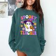 Trick Or Teach Spooky Teacher Ghost Halloween Teacher Comfort Colors Sweatshirt Blue Spruce Trick Or Teach Spooky Teacher Ghost Halloween Teacher Comfort Colors Sweatshirt Blue Spruce