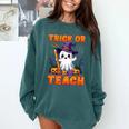 Trick Or Teach Teacher Halloween Ghost Pencil Floral Comfort Colors Sweatshirt Blue Spruce Trick Or Teach Teacher Halloween Ghost Pencil Floral Comfort Colors Sweatshirt Blue Spruce