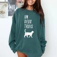 Un Deux Trois Cat Shirt French Teacher Comfort Colors Sweatshirt Blue Spruce