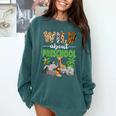 Wild About Preschool Teacher Student Preschool Zoo Safari Comfort Colors Sweatshirt Blue Spruce
