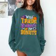 Will Trade Students For Donuts Halloween Teacher Comfort Colors Sweatshirt Blue Spruce